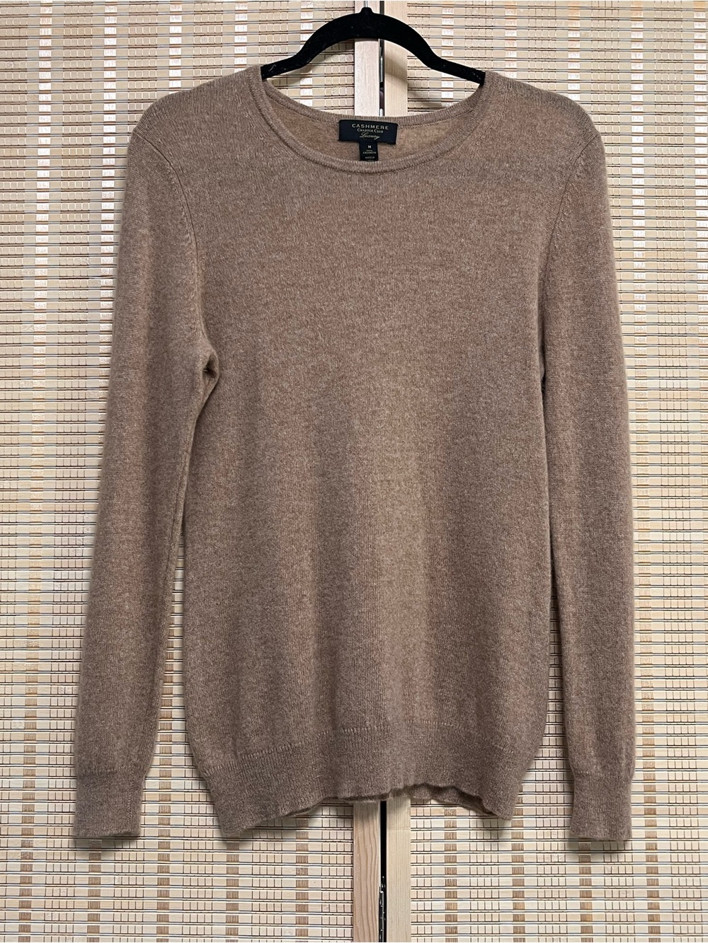 Luxury cashmere Crewneck Sweater in Taupe M